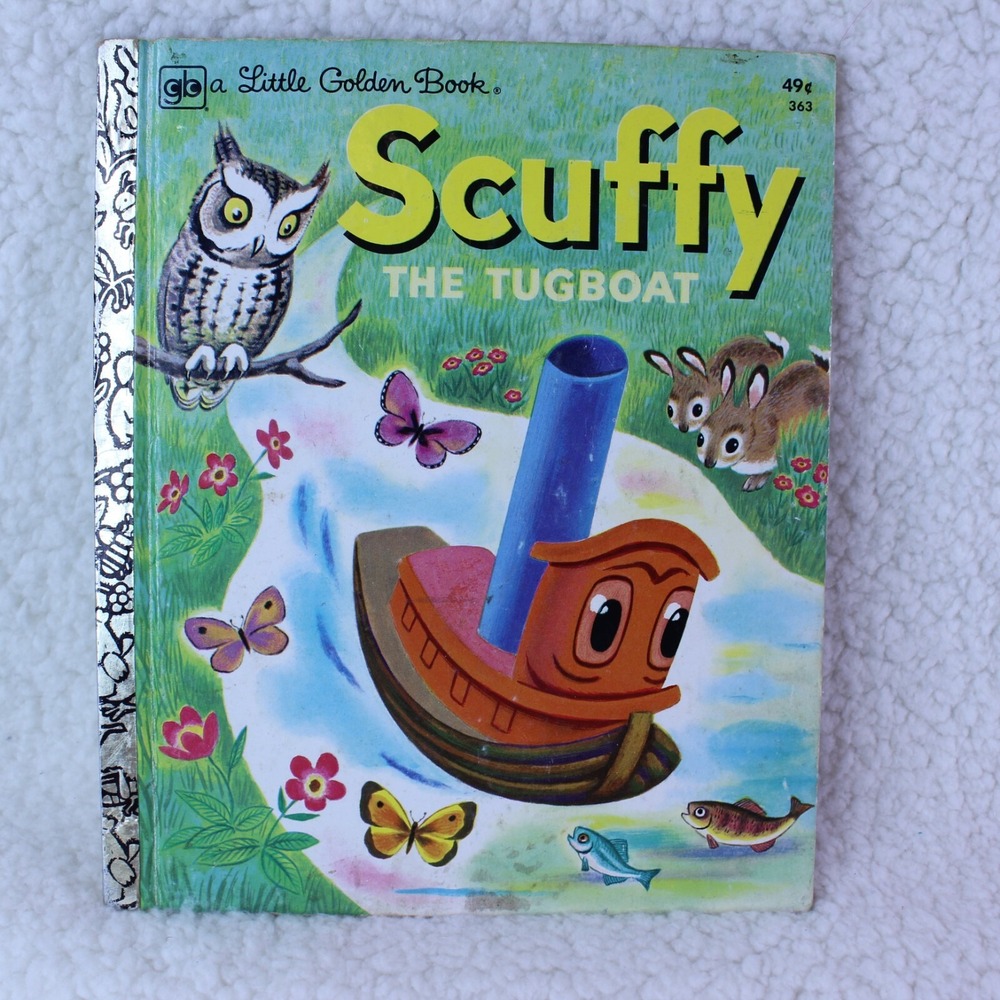 SCUFFY THE TUGBOAT Little Golden book - His Adventures Down the River 1975 VTG